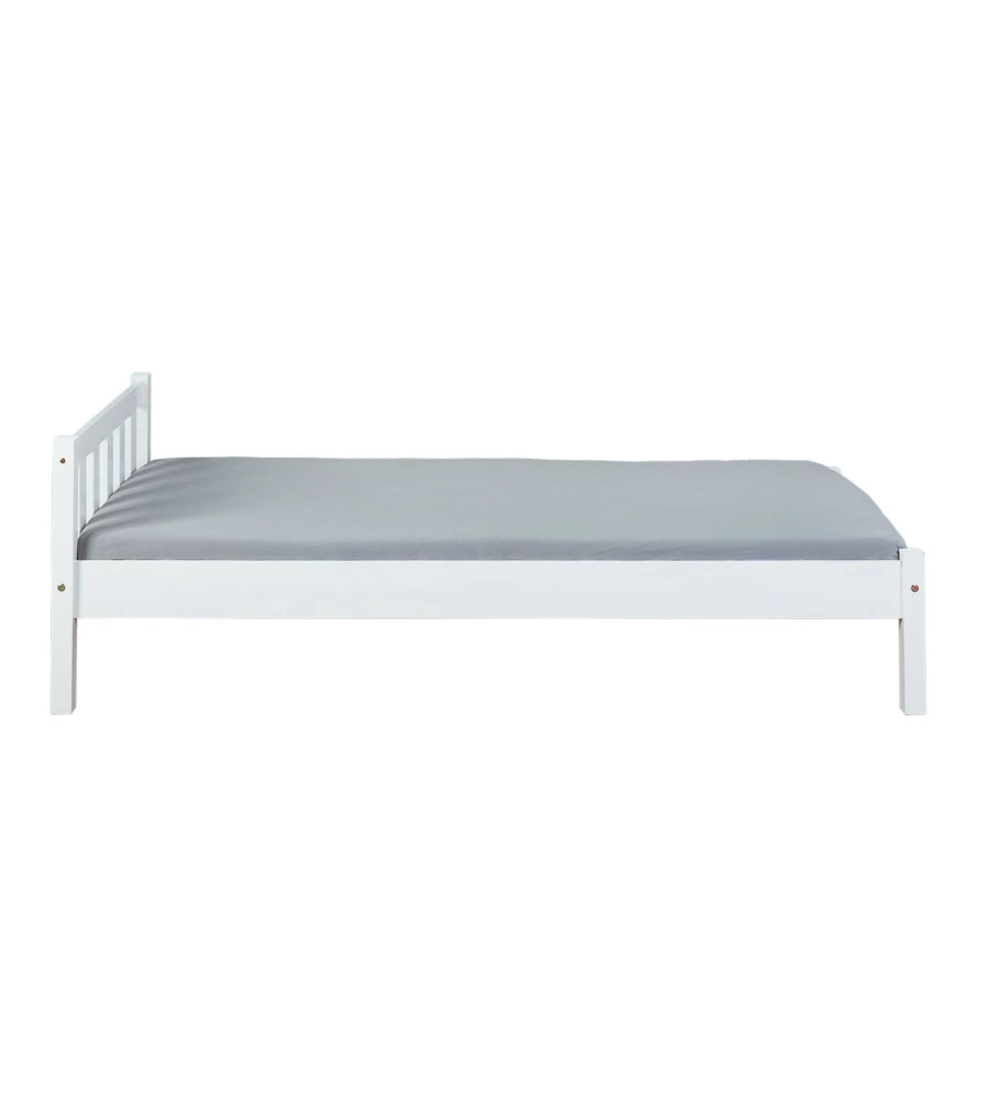LETTO SINGOLO IN PINO MASSELLO BIANCO 90X190 CM